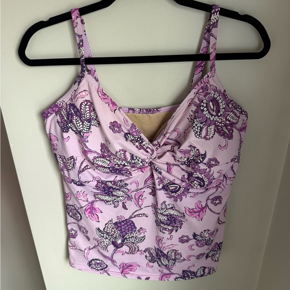 Lands' End Other - Lands' End Women's Purple Floral Print Underwire Tankini Swim Top Size 16
